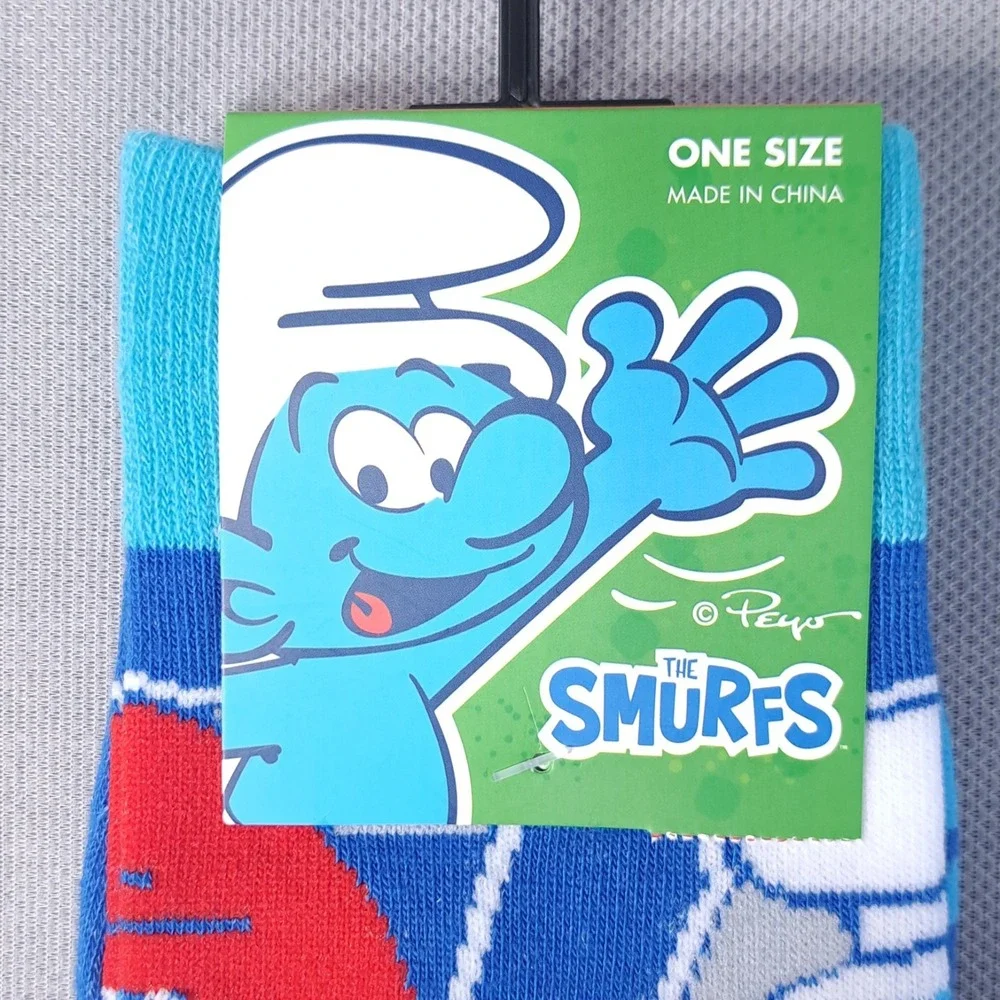 One‎ Pair The Smurfs Unisex One Size Shoe Size 7-12 Novelty Socks Fun Cartoon